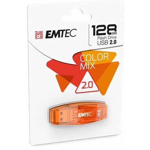 USB kľúč, 128GB, USB 2.0, EMTEC "C410 Color", oranžová