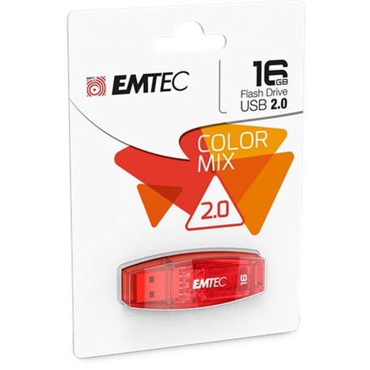 USB kľúč, 16GB, USB 2.0, EMTEC "C410 Color", červená