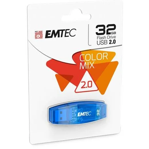 USB kľúč, 32GB, USB 2.0, EMTEC "C410 Color", modrá