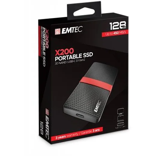 SSD (vonkajšia pamäť), 128GB, USB 3.2, 420/450 MB/s, EMTEC "X200"