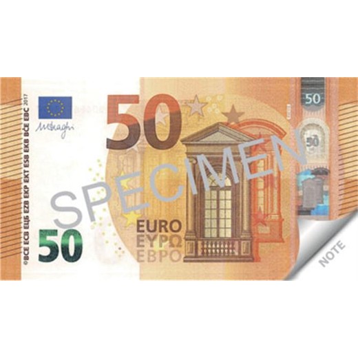 Poznámkový blok, 70 listov, 104x57 mm, PANTA PLAST "50 Euro"