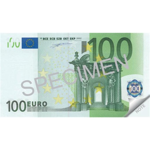 Poznámkový blok, 70 listov, 110x61,5 mm, PANTA PLAST "100 Euro"