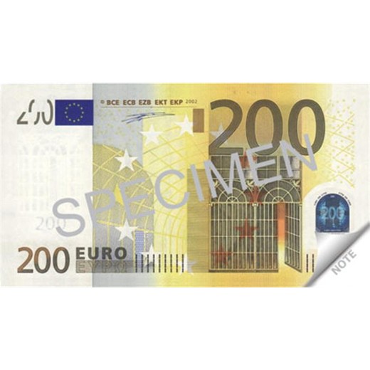 Poznámkový blok, 70 lap, 114x61,5 mm, PANTA PLAST "200 Euro"