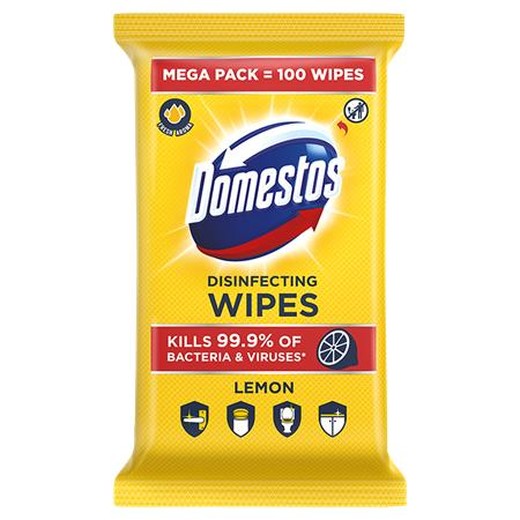 Vlhčené obrúsky, 100 ks, DOMESTOS „XXL citrus“