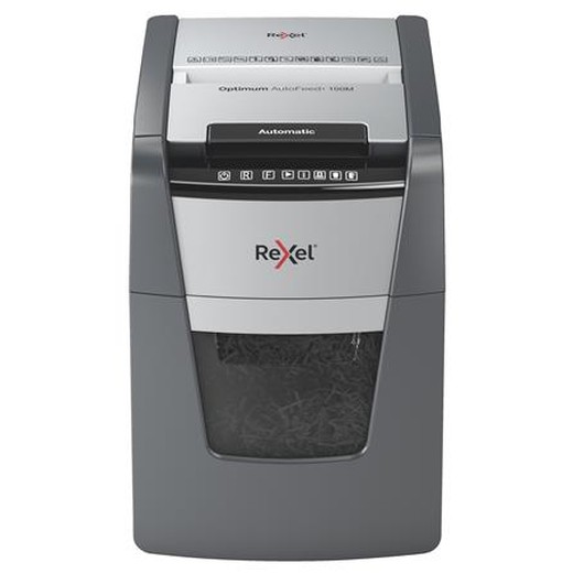 Skartovací stroj, mikrokonfety, 100 listov, REXEL "Optimum AutoFeed+ 100M"