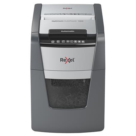 Skartovací stroj, konfety, 100 listov, REXEL "Optimum AutoFeed+ 100X"