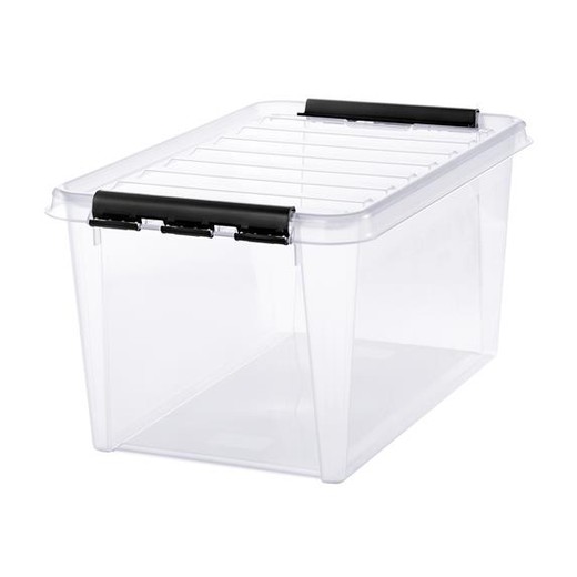 Úložný box, plastový, 47 l, čierne úchytky, SMARTSTORE "Classic 45", priehľadný
