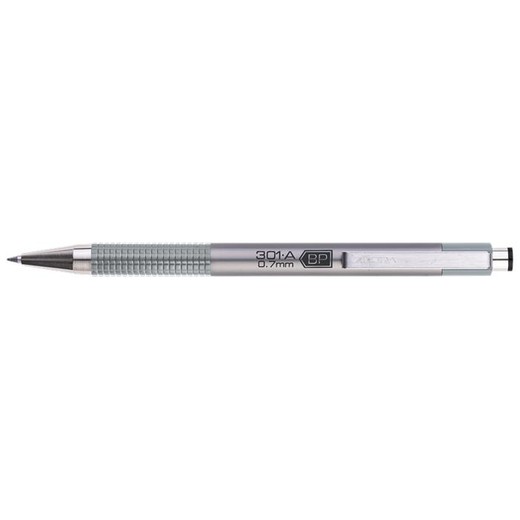 Guľôčkové pero, 0,24 mm, stláčaci mechanizmus, farba tela: strieborná, ZEBRA "F-301 A", modré