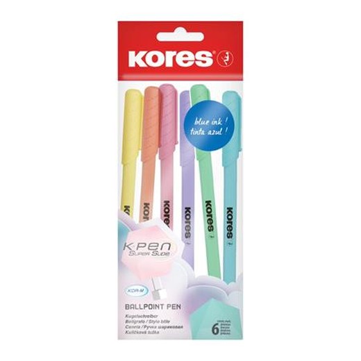 Guľôčkové pero, 1,0 mm, s uzáverom, trojuholníkový tvar, KORES "KOR-M Pastel", modré