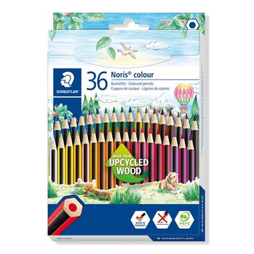 Farebné ceruzky, sada, šesťhranné, STAEDTLER "Noris Colour 185", 36 rôznych farieb
