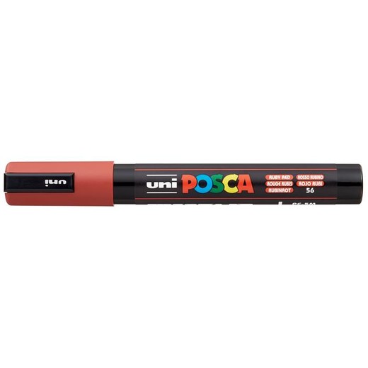 Dekoračný popisovač, 1,8-2,5 mm, UNI "Posca PC-5M", rubínový (56)