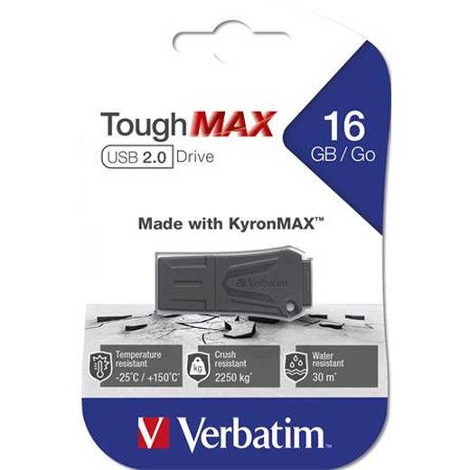USB kľúč, 16GB, USB 2.0, extra odolný, VERBATIM "ToughMAX", čierna