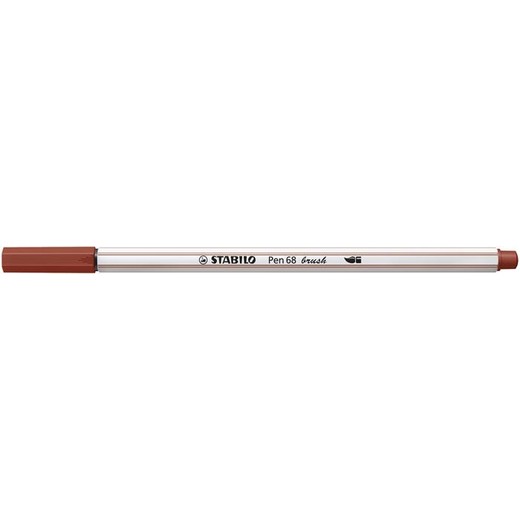 Vláknová fixka, STABILO "Pen 68 brush", červeno hnedá