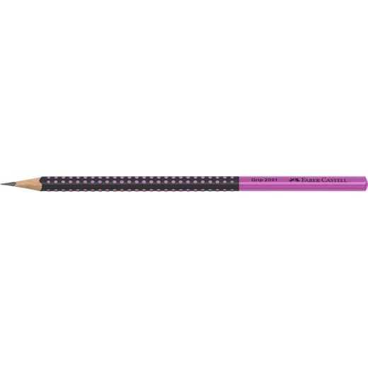 Grafitová ceruzka, HB, trojhranný tvar, FABER-CASTELL "Grip 2001", čierna, ružová