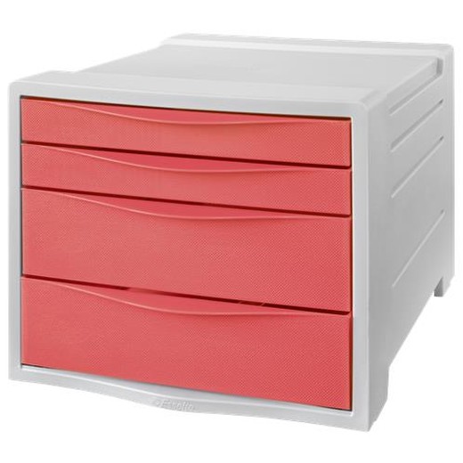 Zásuvkový box na dokumenty, plastový, 4 zásuvky, ESSELTE "Colour`Breeze", priehľadný koralový