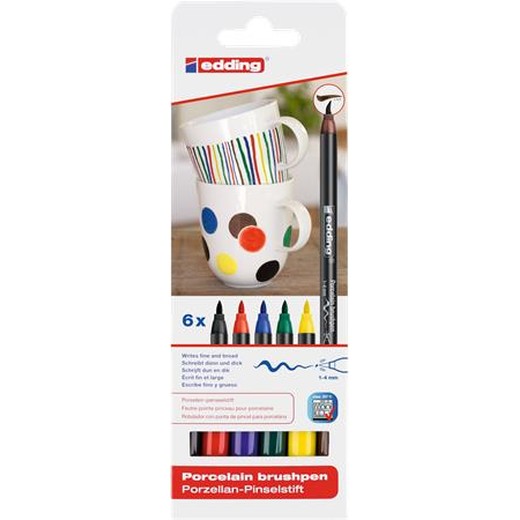 Popisovač na porcelán, sada, EDDING "4200 Family color", 6 rôznych farieb