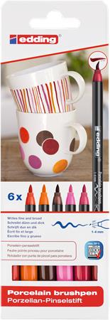 Popisovač na porcelán, sada, EDDING "4200 Warm color", 6 rôznych farieb