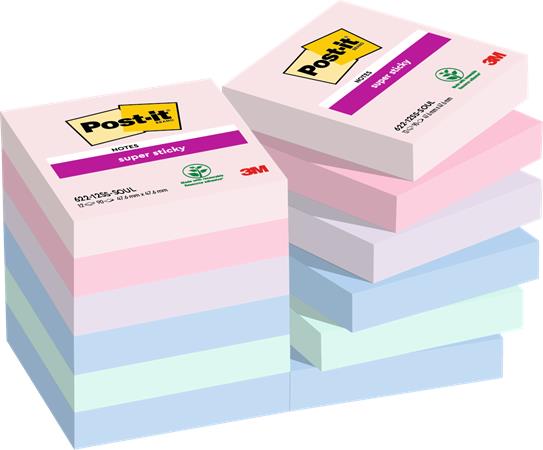 Samolepiaci bloček, 48x48 mm, 12x90 listov, 3M POSTIT "Super Sticky Soulful", mix farieb