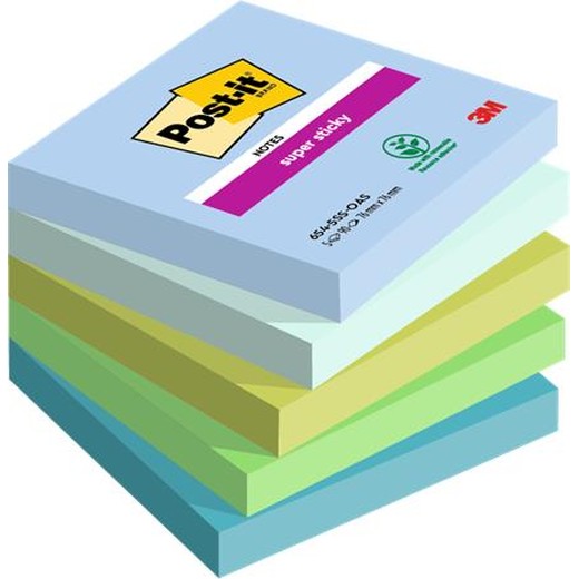 Samolepiaci bloček, 76x76 mm, 5x90 listov, 3M POSTIT "Super Sticky Oasis", mix farieb