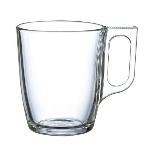 Pohár, sklenený, s uškom, 6 ks sada, 25 cl, "CoffeeTime"