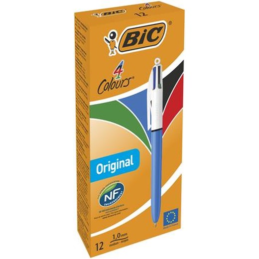 Guľôčkové pero, 0,32 mm, stláčací mechanizmus, 4 farby, BIC "4 Colours Original"