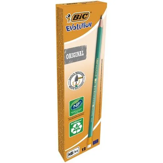 Grafitová ceruzka, s gumou, HB, šesťhranný tvar, BIC "Evolution Original"