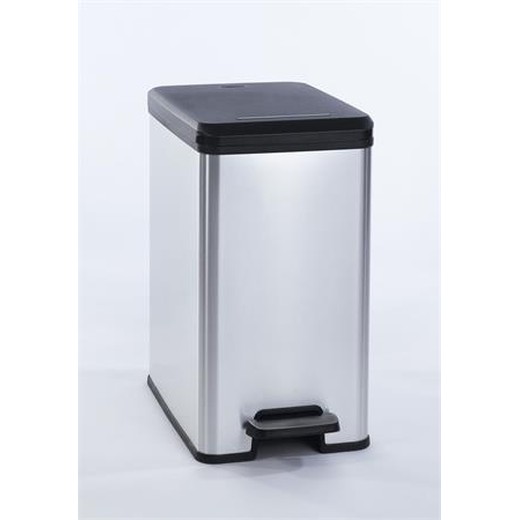 Odpadkový kôš, pedálový, 25 l, CURVER "Slim Bin", čierno-strieborná