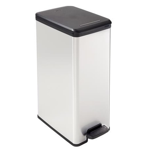 Odpadkový kôš, pedálový, 40 l, CURVER "Slim Bin", čierno-strieborná