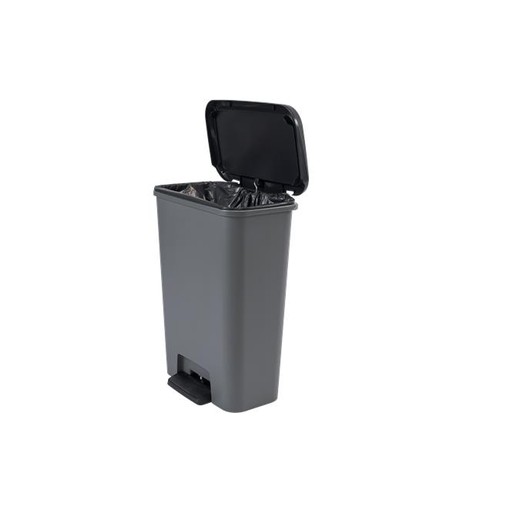 Odpadkový kôš, pedálový, hranatý, 50 l, CURVER "Compatta", tmavosivá