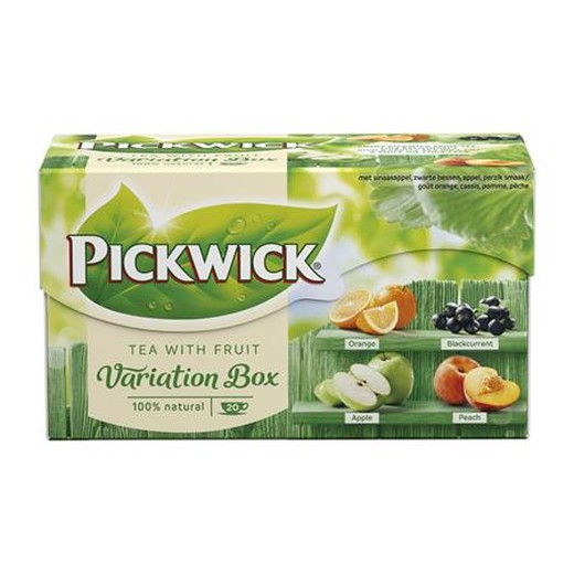 Čierny čaj, 20x1,5 g, PICKWICK "Zelené variácie", pomaramč, čierna ríbezľa, jablko, broskyňa