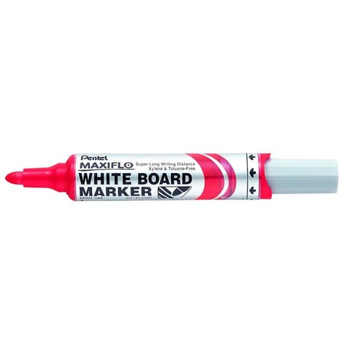 Popisovač na tabule, 2,5 mm, kužeľový hrot, PENTEL "Maxiflo MWL5M", červená