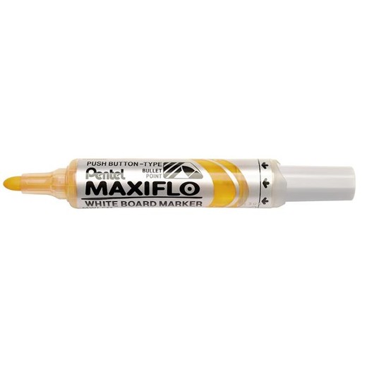 Popisovač na tabule, 2,5 mm, kužeľový hrot, PENTEL "Maxiflo MWL5M", žltá