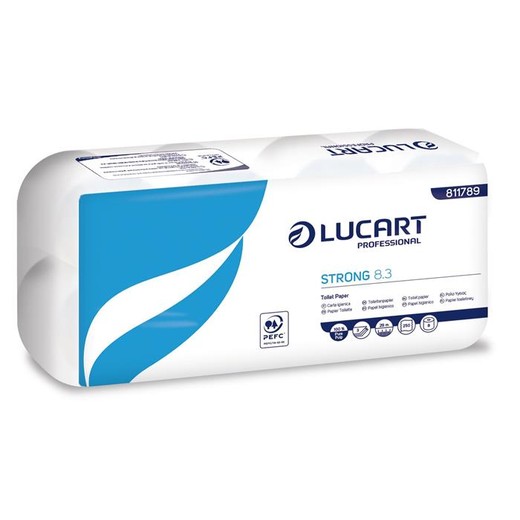 Toaletný papier, 3-vrstvový, pre malé rolky, 8 roliek, LUCART "Strong 8.3", biela