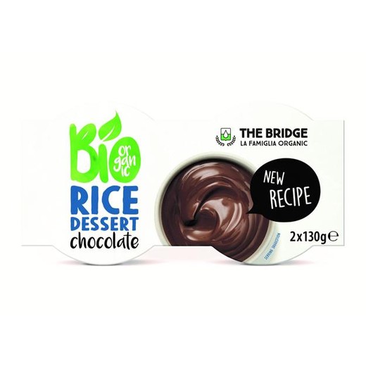 Rastlinný dezert, bio, bio, 2x130 g, THE BRIDGE, ryžový, čokoládová príchuť