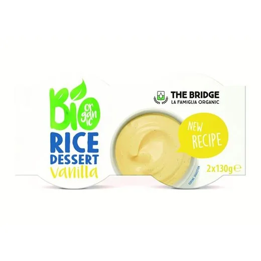 Rastlinný dezert, bio, 2x130 g, THE BRIDGE, ryžový, vanilková príchuť