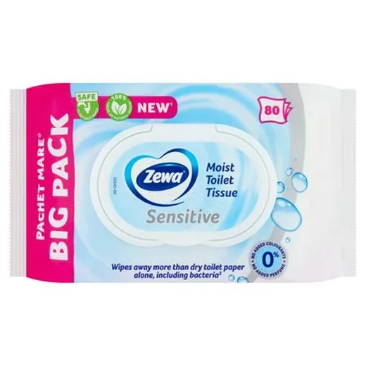 Toaletný papier, vlhčený, 80 ks, ZEWA, sensitive