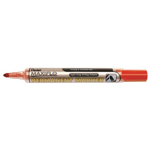 Permanentný popisovač, 1,5 mm, kužeľový hrot, PENTEL "Maxiflo NFL50", červená