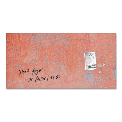 Magnetická sklenená tabuľa, 91x46x1,5 cm, SIGEL "Artverum® ", vzor steny, červená, matná