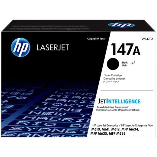 W1470A laserový toner pre HP Laserjet Enterprise M611DN, M635H tlačiarne, HP 147A, čierna, 10,5k