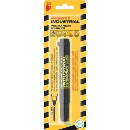Permanentný popisovač, priemyselný, 1-3 mm, kužeľ. hrot, s magnetom, ICO "Magnetic industrial permanent 11 XXL", čierna