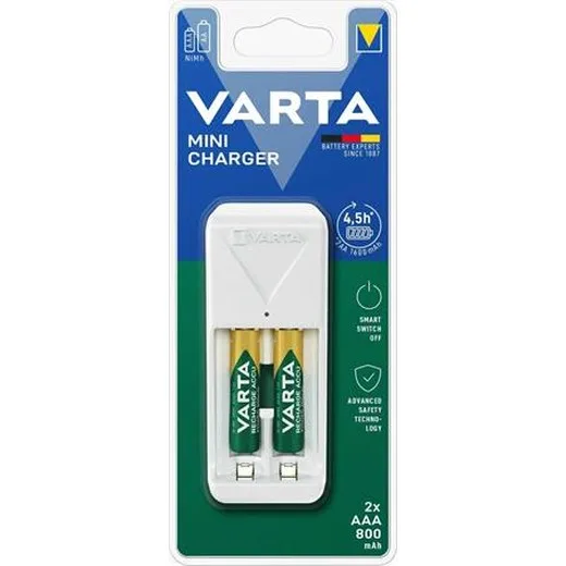 Nabíjačka batérií, AA/AAA, 2x800 mAh AAA, VARTA "Mini"
