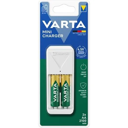 Nabíjačka batérií, AA/AAA, 2x2100 mAh AA, VARTA "Mini"