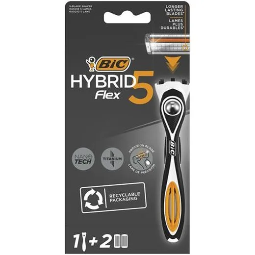 Holiaci strojček, pásnky, s 2 náhradnými hlavicami, BIC "HYBRID 5