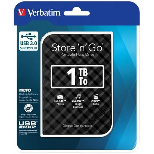 2,5" HDD (pevný disk), 1TB, USB 3.0, VERBATIM "Store n Go", čierna