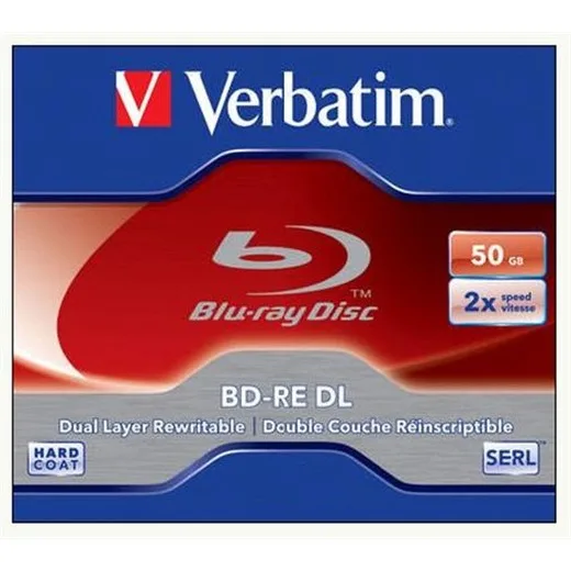 BD-RE BluRay disk, dvojvrstvový, prepisovateľný, 50GB, 2x, 1 ks, klasický obal, VERBATIM