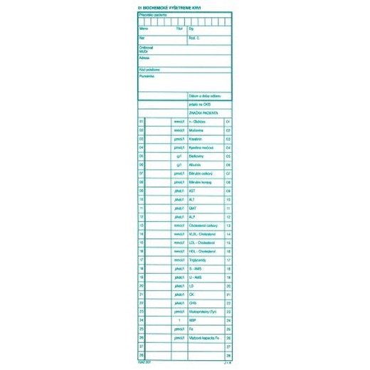 01 - Biochemické vyšetrenie krvi  100 l.