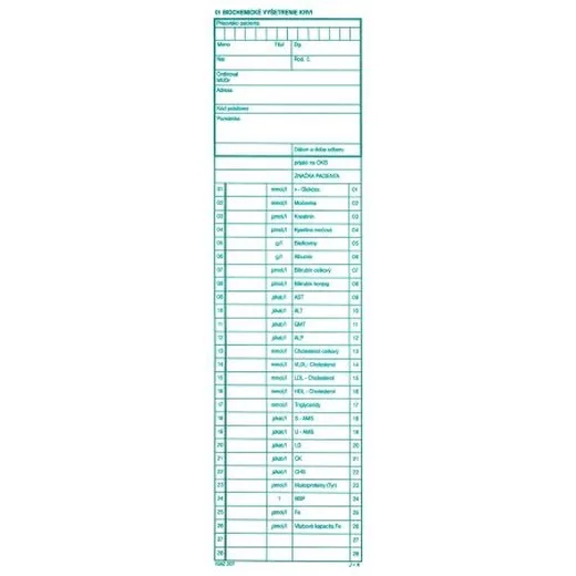 01 - Biochemické vyšetrenie krvi  100 l.