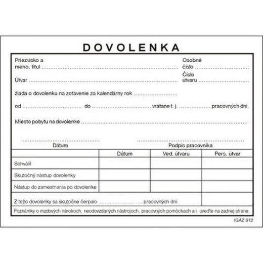 Dovolenka A6 samoprepis 100-listov