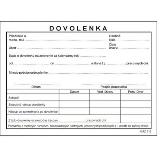 Dovolenka     A6 samoprepis  100-listov