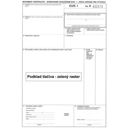 EUR. 1 - 3 listy